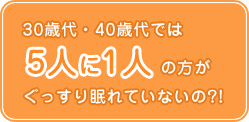 30歳代・40歳代では5人に1人の方がぐっすり眠れていないの?!